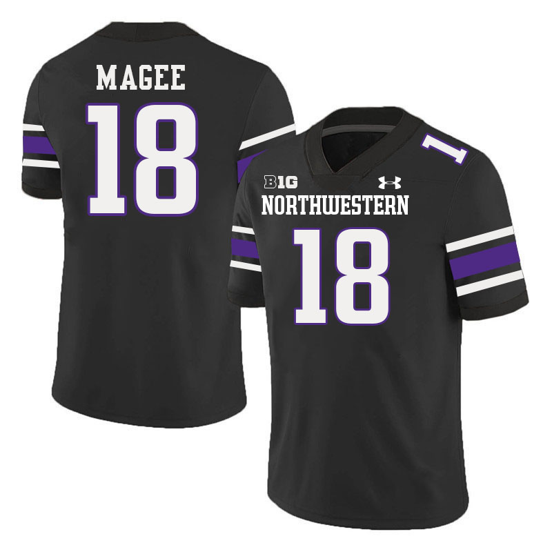 Northwestern Wildcats #18 Camp Magee College Football Jerseys Stitched-Black